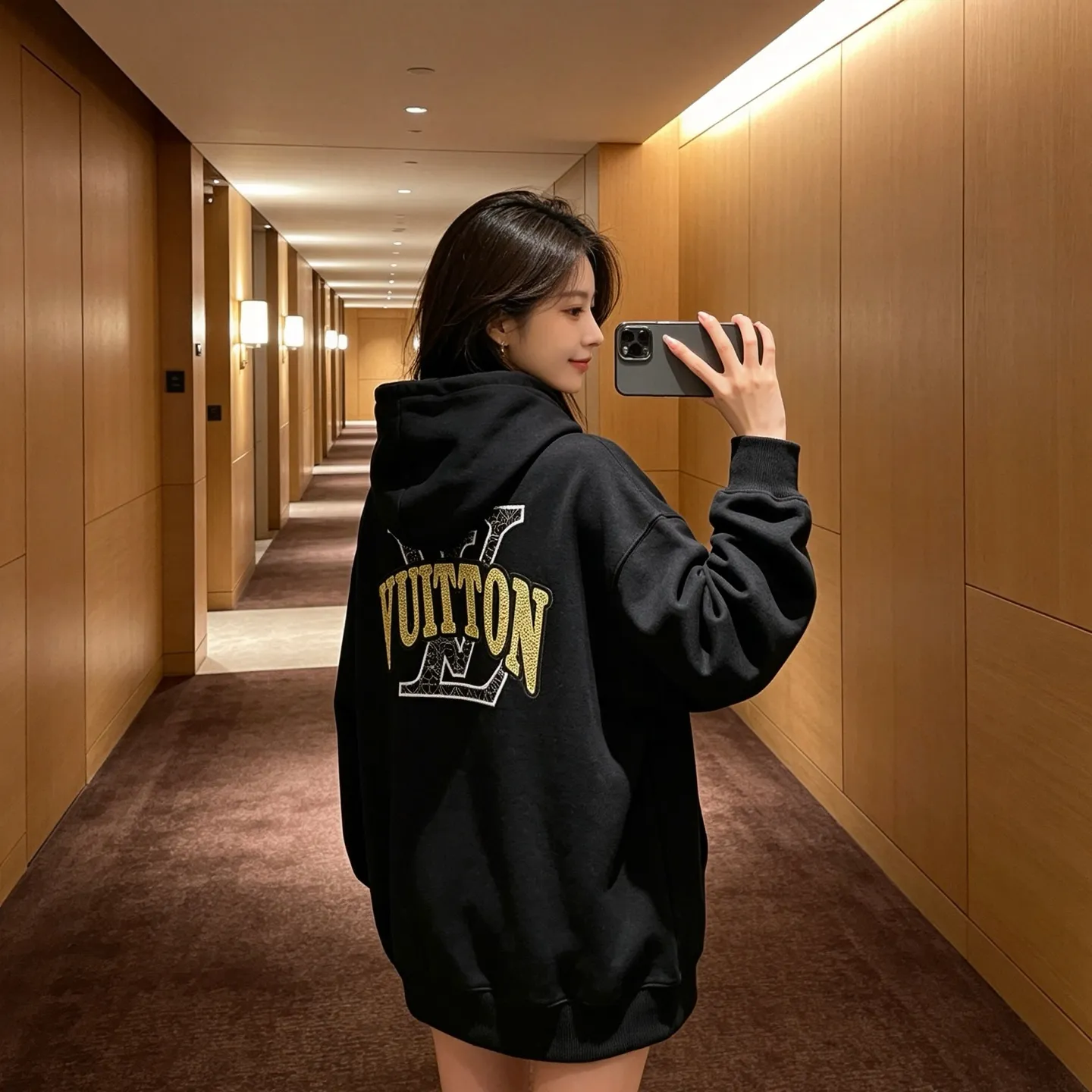 Louis Vuitton/Louis Vuitton Tatami Embroidered Logo Hooded Sweatshirt